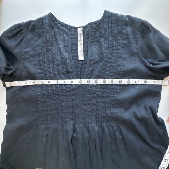 Raquel Allegra Black Cotton Pintuck Blouse 0 Small - Picture 7 of 9